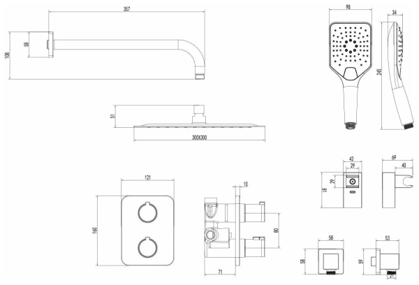 Душевая система Lemark Yeti термостатический для душа (LM7849С)